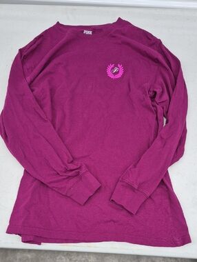 PINK Victoria's Secret Magenta Crewneck Long Sleeve Tee